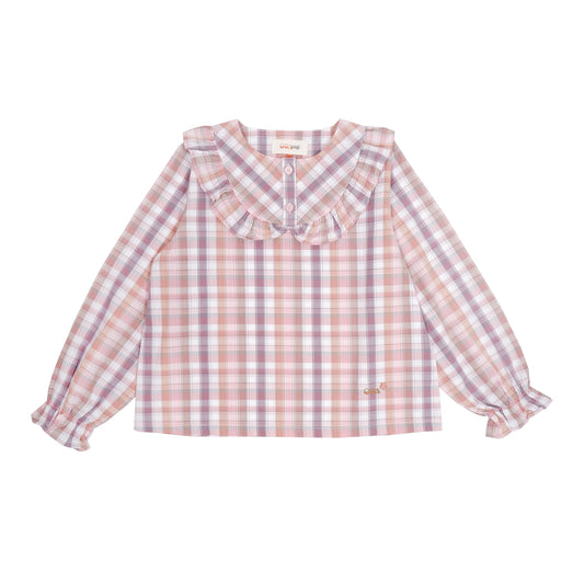OXA Kids Anatasha Blouse Ruffle Pakaian Anak Kotak Kotak Lengan Panjang | Reguler Fit | OR3104501
