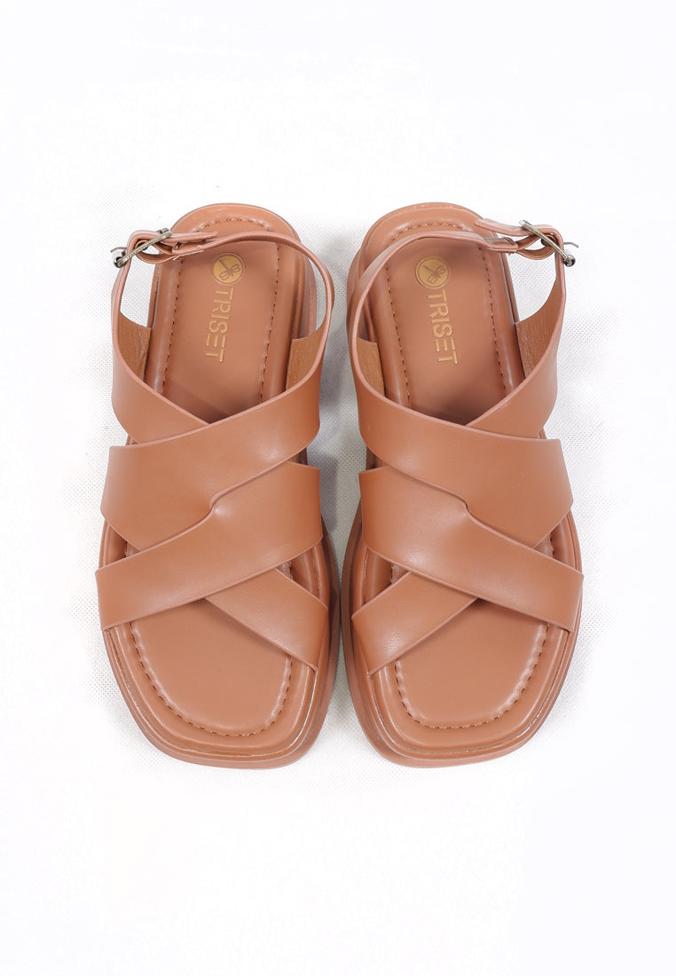 Triset Sandal Wanita | Casual | Cross Strap | Flat - TF8004303