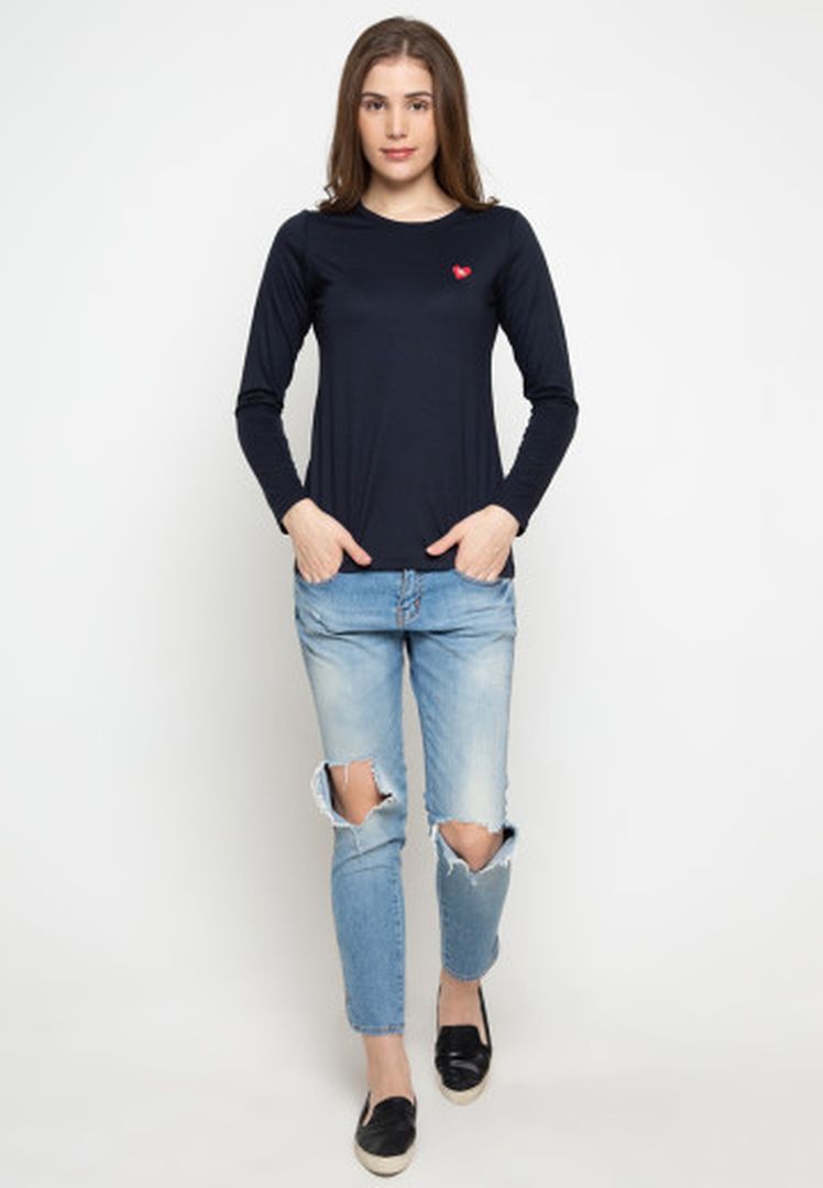 TRISET CASUAL ACELYNN TSHIRT NAVY - TK300830027