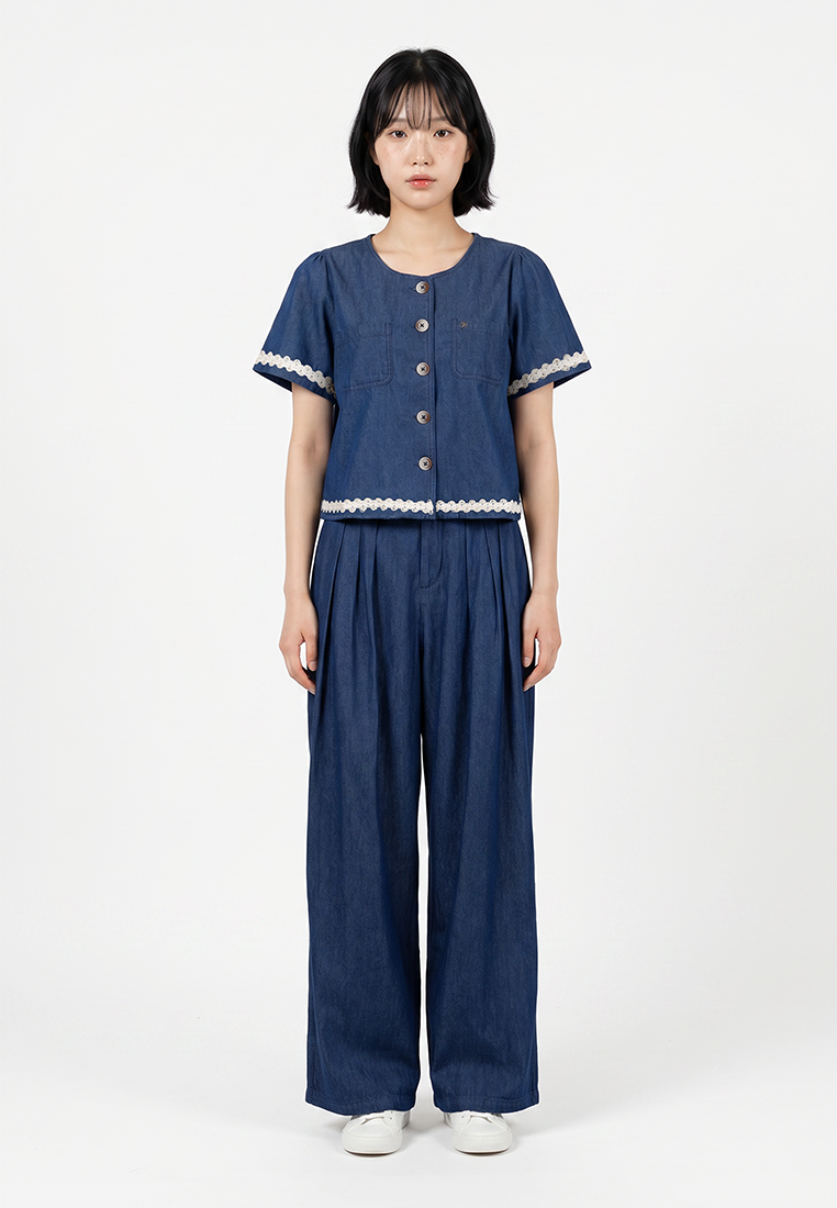 TRISET Celana Culote Denim Wanita Highwaist Wide Leg | Reguler Fit | Casual | TP5008670