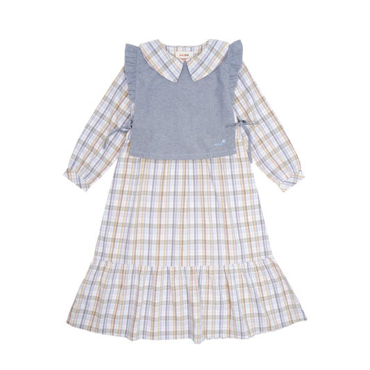 OXA Kids Alexa Maxi Dress Pakaian Anak Kotak Kotak Lengan Panjang | Reguler Fit | OD3104301