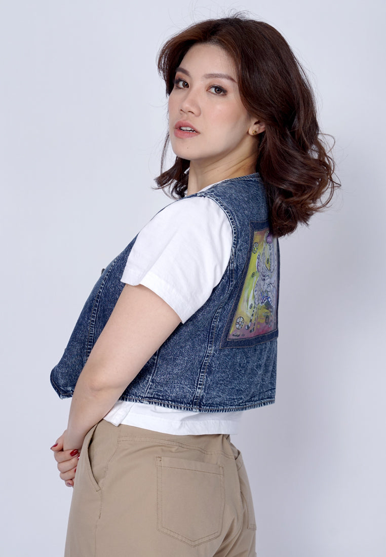 TRISET CASUAL DENIM VEST JACKET - TJ6000589