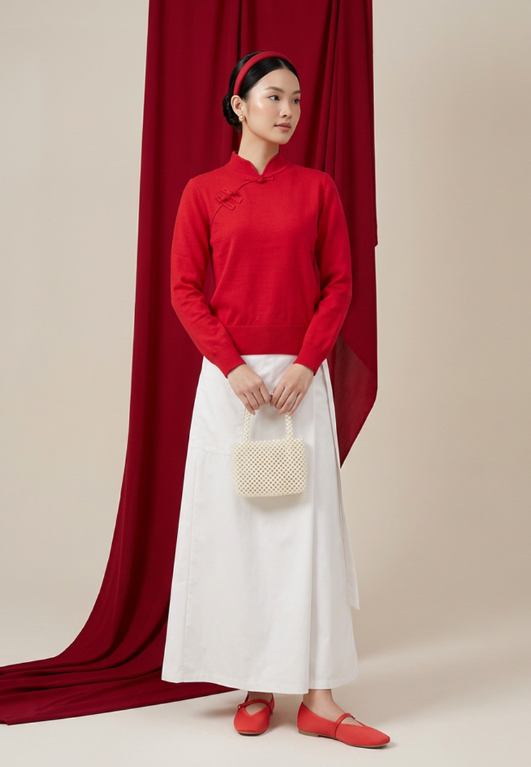 Triset Casual Sweater Rajut Wanita Cheongsam Lengan Panjang | Slim Fit | TM3004430