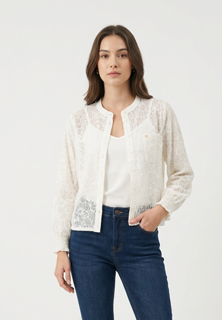 Triset Ladies Blouse Wanita Lengan Panjang Lace Transparan | Reguler Fit | LR3051978