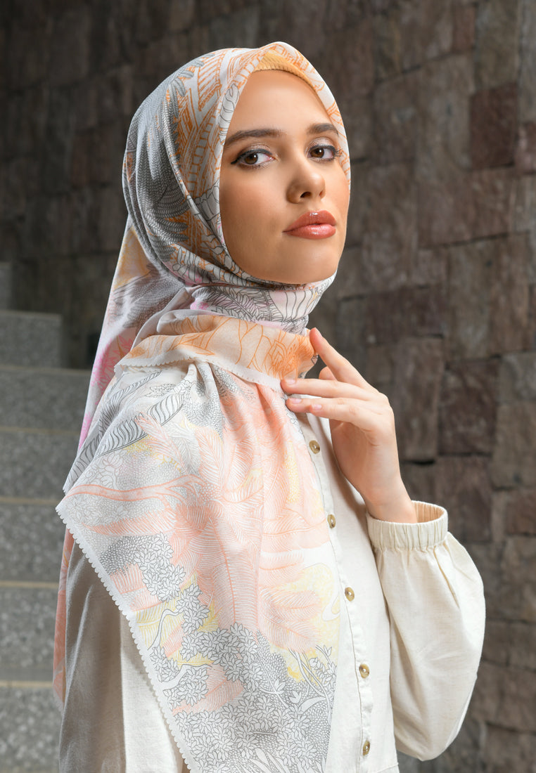 Triset Casual Hijab Voal Wanita Segi Empat Floral | Laser Cut | TA3000808