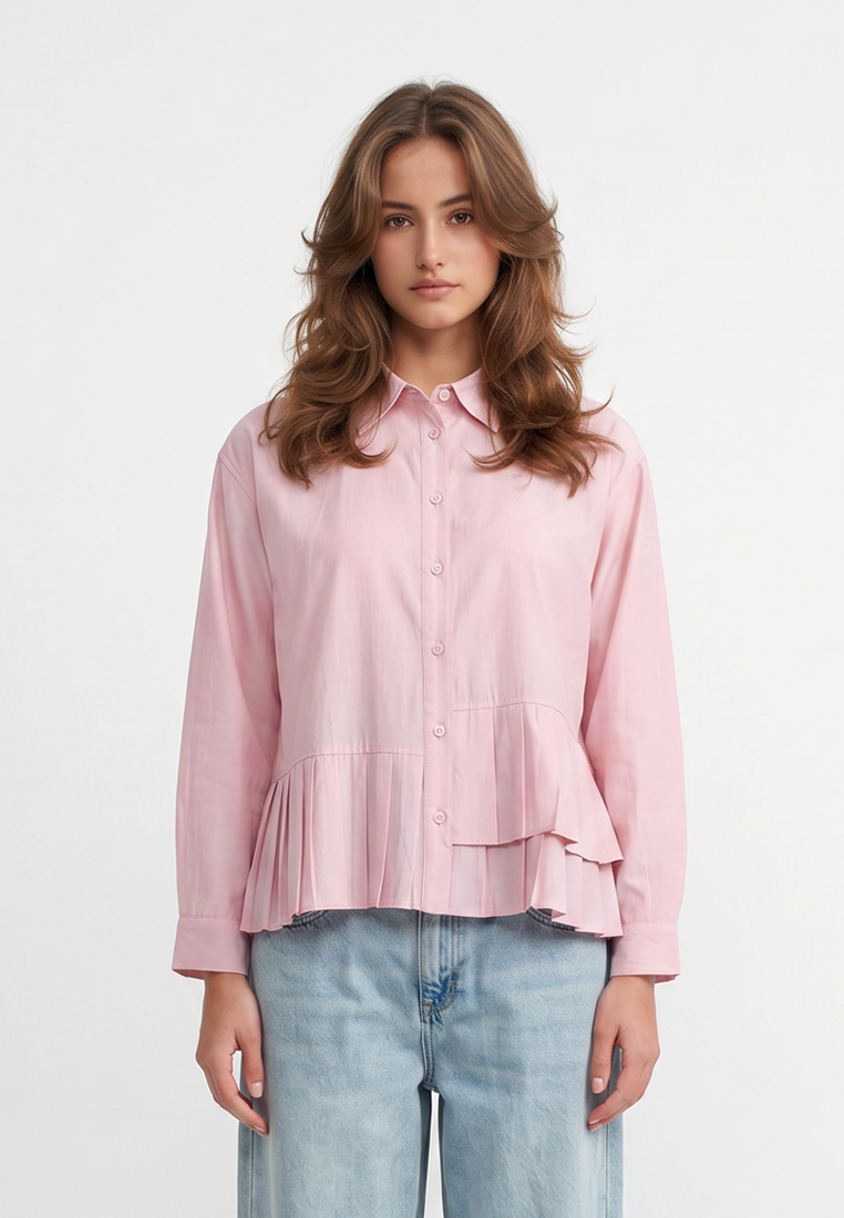 Triset Casual Blouse Wanita Lengan Panjang Ruffle Pleated | Reguler Fit | TR3105490