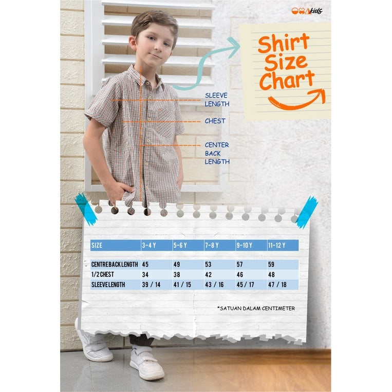 OXA Kids Kemeja Koko Anak Kotak Kotak Lengan Pendek | Reguler Fit | OS7101801