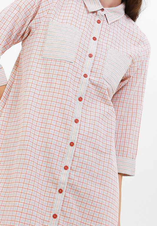 Triset Ladies Midi Dress Wanita Plaid Ruffle | Reguler Fit | LD3025201