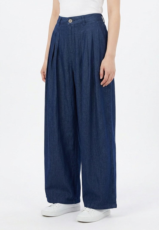 TRISET Celana Culote Denim Wanita Highwaist Wide Leg | Reguler Fit | Casual | TP5008670