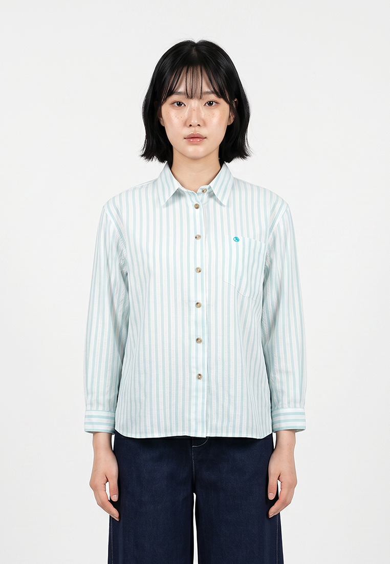 TRISET Blouse Wanita Lengan Panjang Striped | Loose Fit | Casual | TR3104771