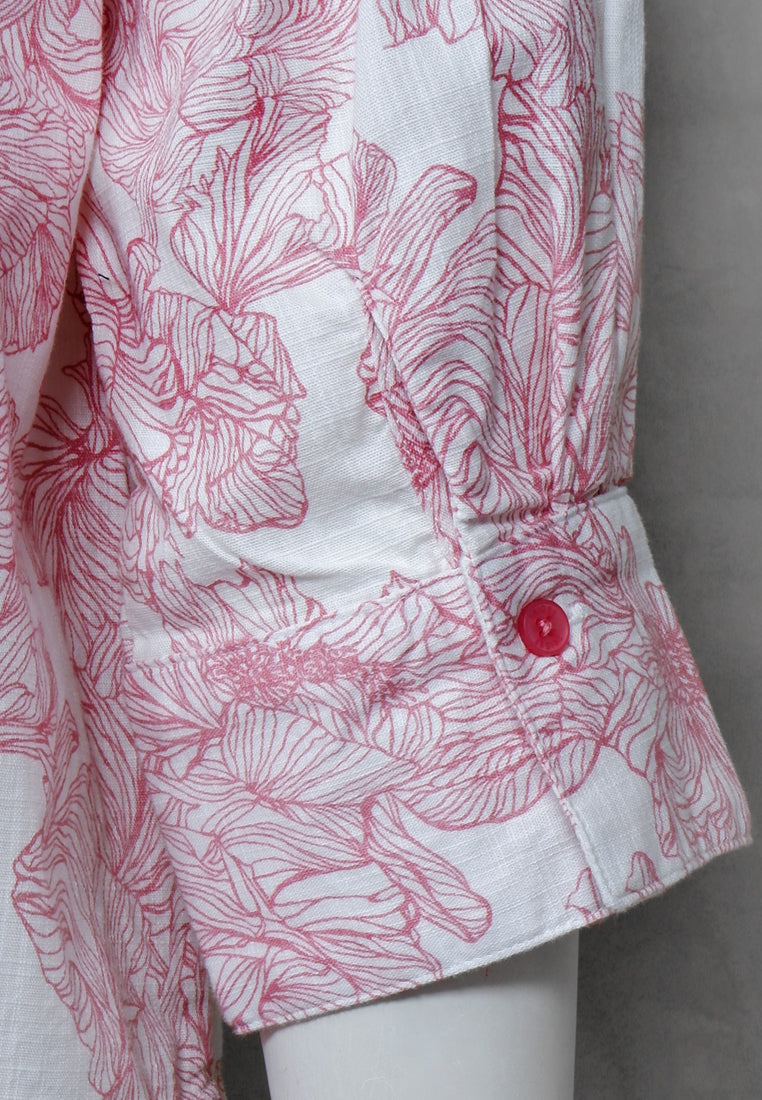 Triset Ladies Blouse Wanita Lengan Tiga Perempat Floral Asimetris | Oversize Fit | LR3052278