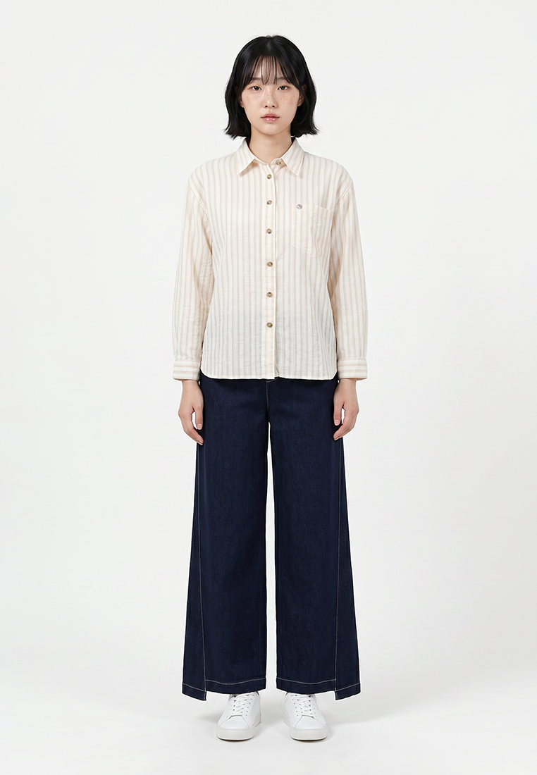 TRISET Blouse Wanita Lengan Panjang Striped | Loose Fit | Casual | TR3104771
