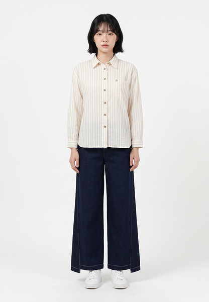 TRISET Blouse Wanita Lengan Panjang Striped | Loose Fit | Casual | TR3104771