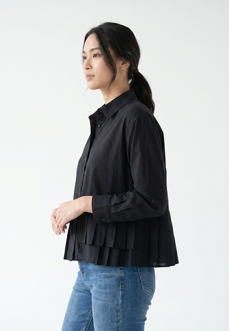 Triset Casual Blouse Wanita Lengan Panjang Ruffle Pleated | Reguler Fit | TR3105490