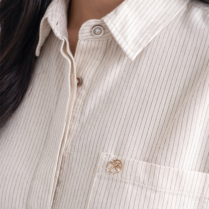 Triset Casual Blouse Wanita Striped Lengan Panjang | Relaxed Fit | TR3106991