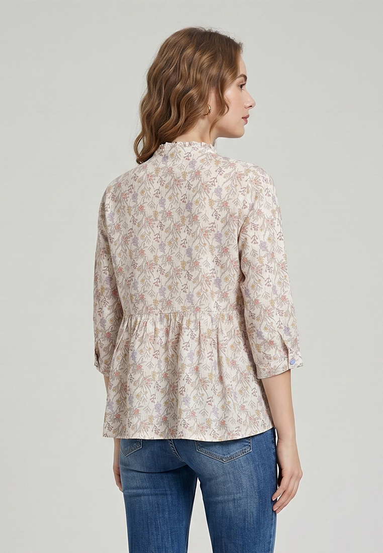 Triset Ladies Blouse Floral Wanita Lengan Tiga Perempat | Reguler Fit | LR3052678