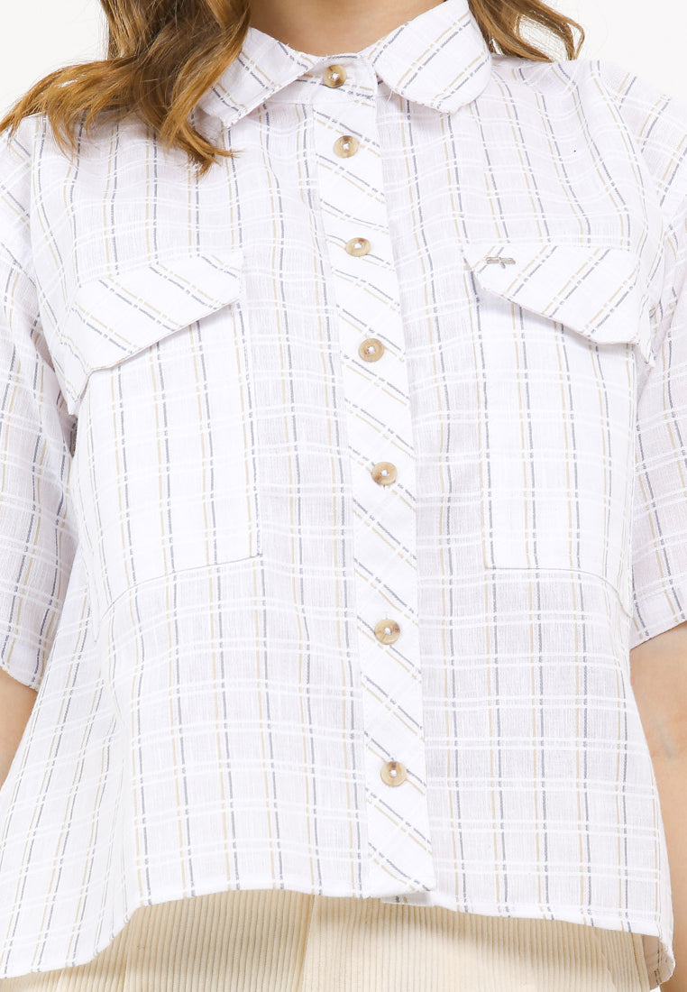 Triset Casual Pakaian Wanita LEA CROP OVERSIZE BLOUSE - TR5051701