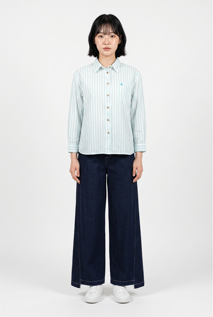 TRISET Blouse Wanita Lengan Panjang Striped | Loose Fit | Casual | TR3104771