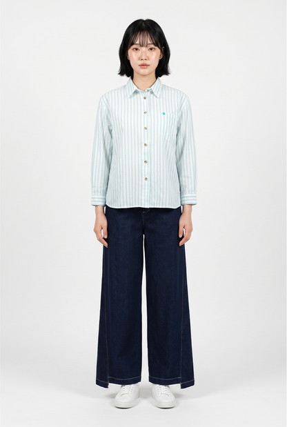 TRISET Blouse Wanita Lengan Panjang Striped | Loose Fit | Casual | TR3104771