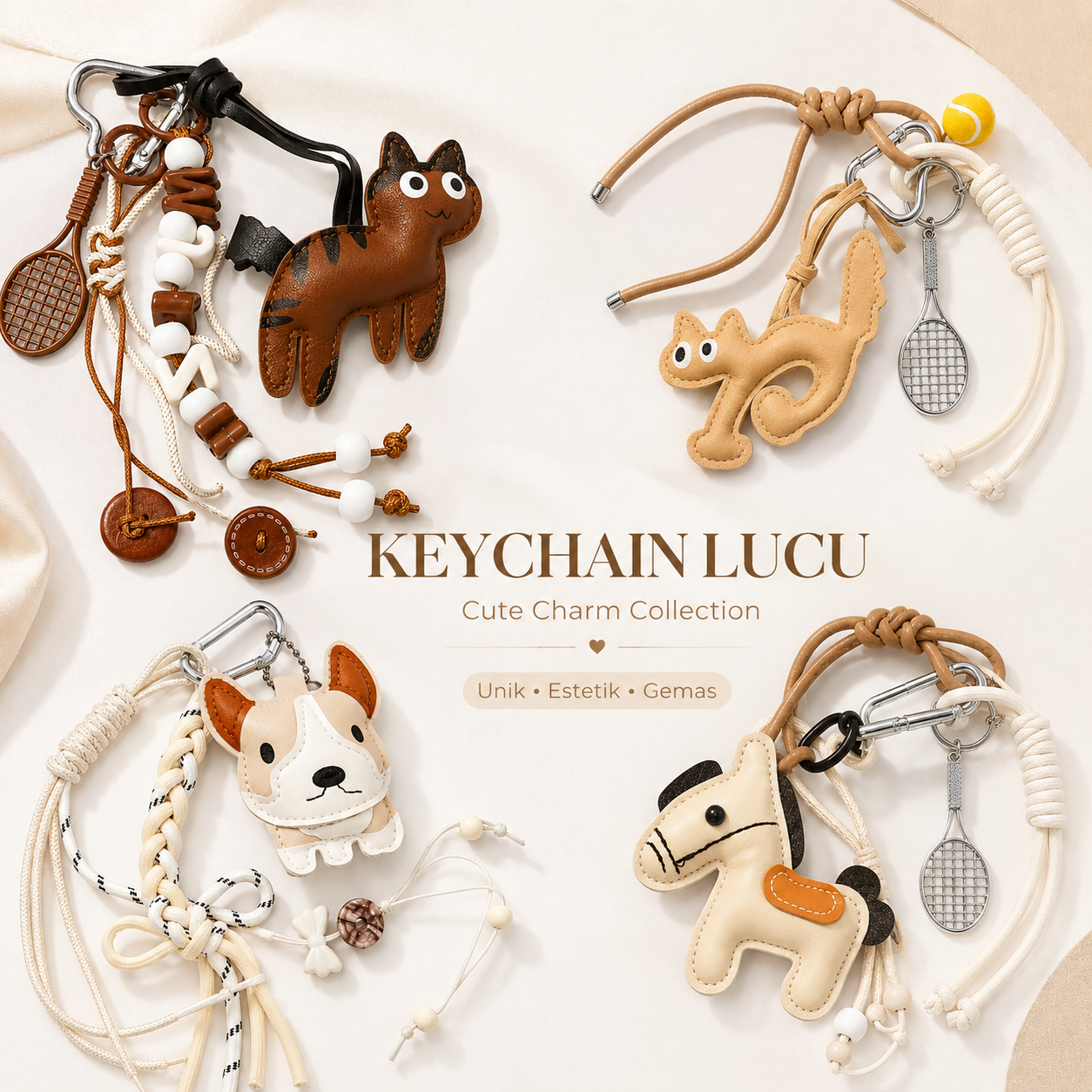 Keychain Karakter Lucu Aesthetic Gantungan Kunci Tas Celana Backpack Charm Unik