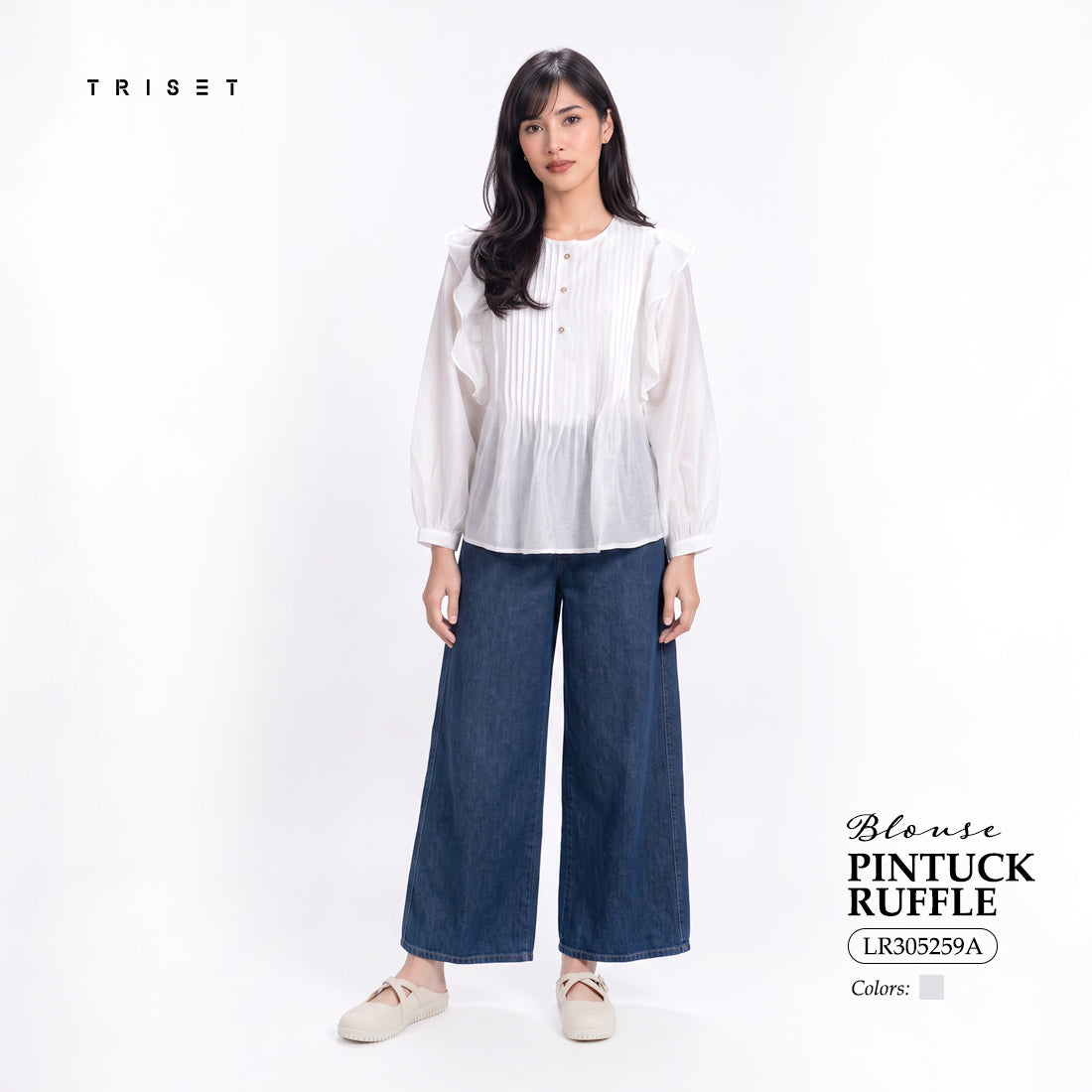 Triset Ladies Blouse Wanita Ruffle Lengan Panjang | Reguler Fit | LR305259A