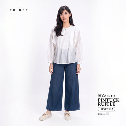 Triset Ladies Blouse Wanita Ruffle Lengan Panjang | Reguler Fit | LR305259A