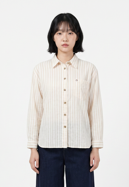 TRISET Blouse Wanita Lengan Panjang Striped | Loose Fit | Casual | TR3104771