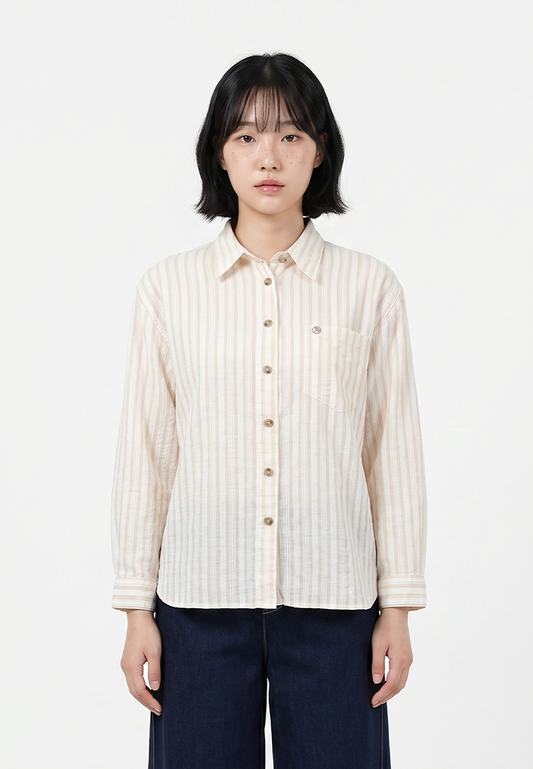 TRISET Blouse Wanita Lengan Panjang Striped | Loose Fit | Casual | TR3104771