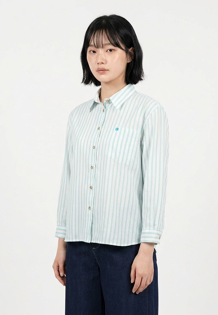 TRISET Blouse Wanita Lengan Panjang Striped | Loose Fit | Casual | TR3104771
