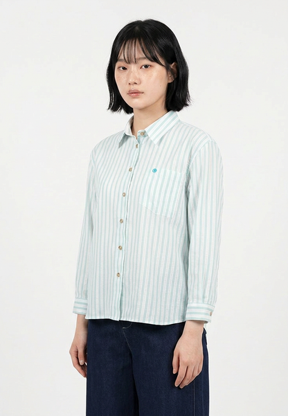 TRISET Blouse Wanita Lengan Panjang Striped | Loose Fit | Casual | TR3104771