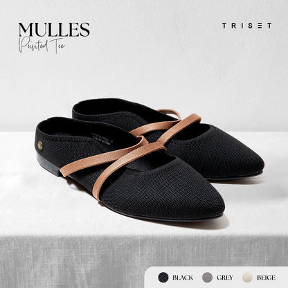 Triset Sepatu Wanita | Knit Cross-Strap | Flat | Mules | TF7001909