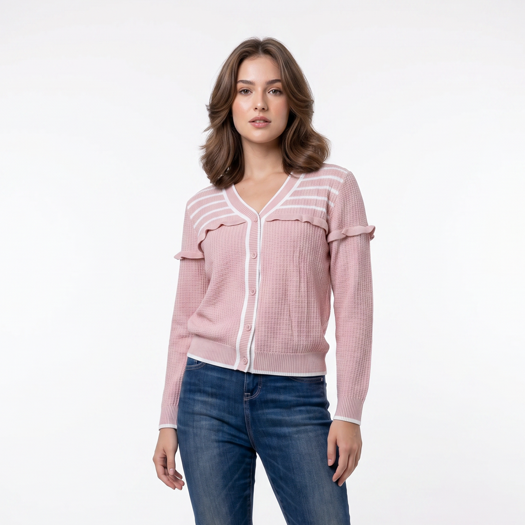 Triset Casual Cardigan Rajut Wanita Lengan Panjang Ruffle | Reguler Fit | TM3004330