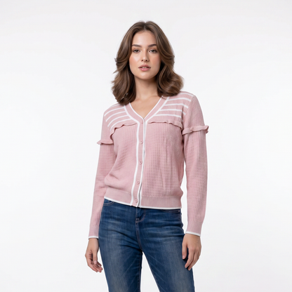 Triset Casual Cardigan Rajut Wanita Lengan Panjang Ruffle | Reguler Fit | TM3004330