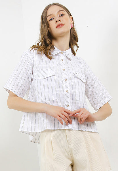 Triset Casual Pakaian Wanita LEA CROP OVERSIZE BLOUSE - TR5051701