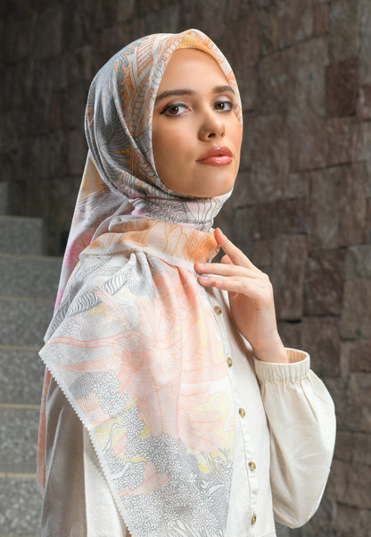 Triset Casual Hijab Voal Wanita Segi Empat Floral | Laser Cut | TA3000808