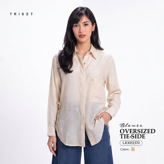 Triset Ladies Blouse Wanita Oversize Tie-side Lengan Panjang | Relaxed Fit | LR3052370
