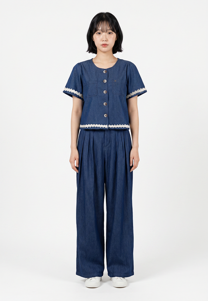 TRISET Celana Culote Denim Wanita Highwaist Wide Leg | Reguler Fit | Casual | TP5008670