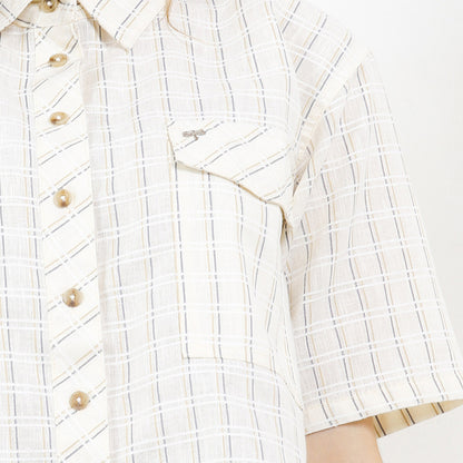 Triset Casual Pakaian Wanita LEA CROP OVERSIZE BLOUSE - TR5051701