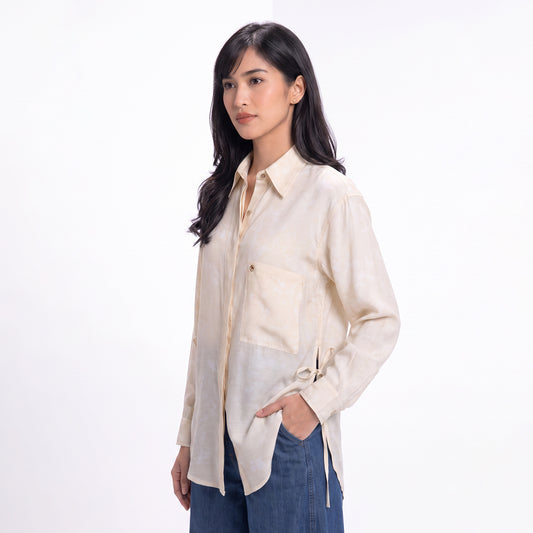 Triset Ladies Blouse Wanita Oversize Tie-side Lengan Panjang | Relaxed Fit | LR3052370