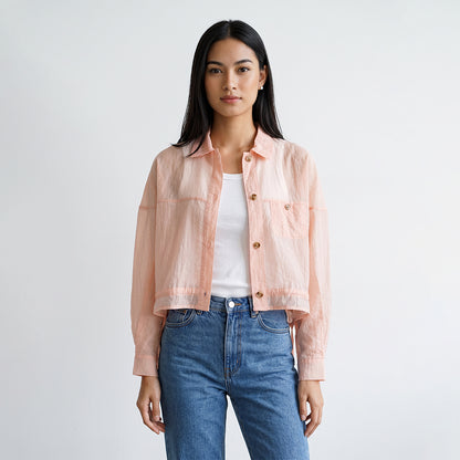 Triset Casual Blouse Wanita Crinkle Oversize Lengan Panjang Crop  | Relaxed Fit | TR3105050