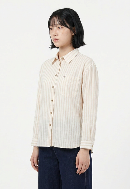 TRISET Blouse Wanita Lengan Panjang Striped | Loose Fit | Casual | TR3104771