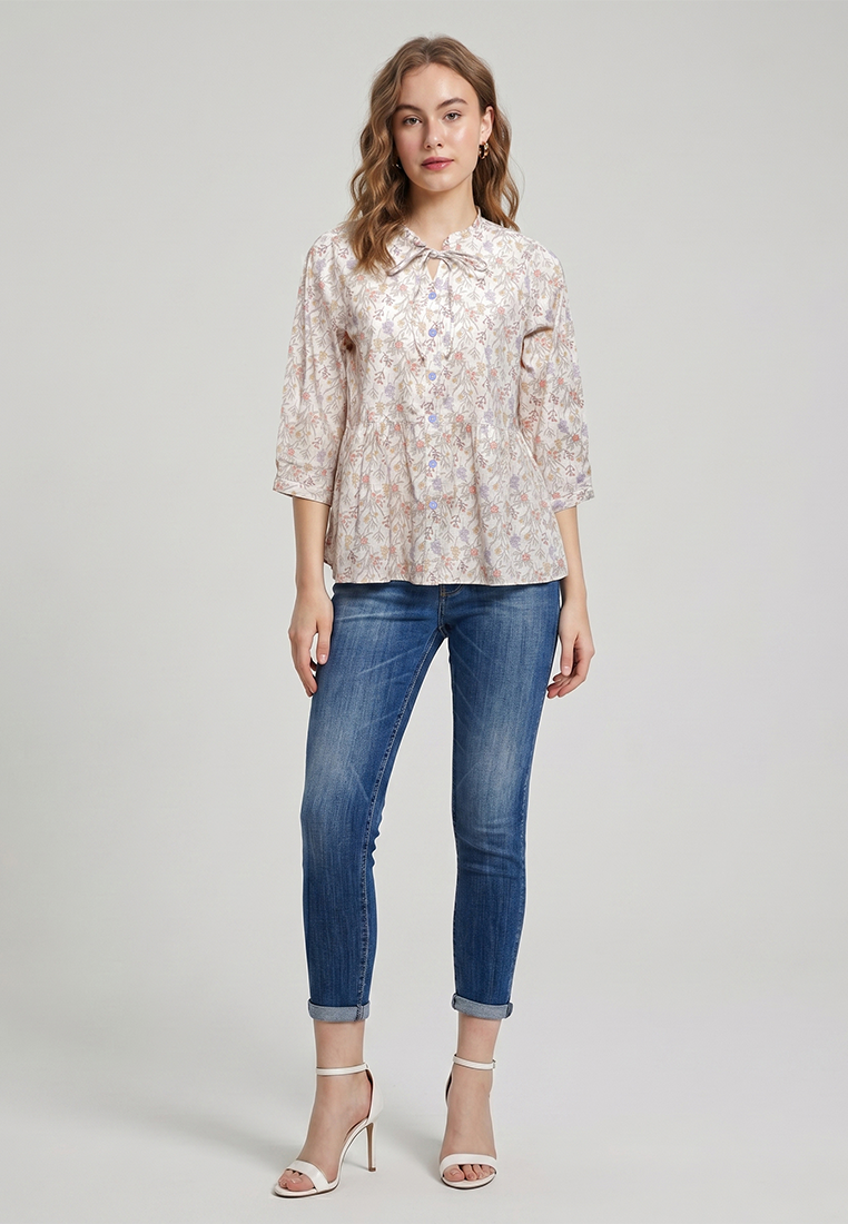 Triset Ladies Blouse Floral Wanita Lengan Tiga Perempat | Reguler Fit | LR3052678