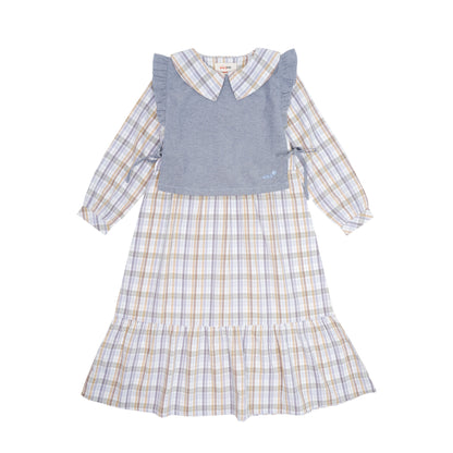 OXA Kids Alexa Maxi Dress Pakaian Anak Kotak Kotak Lengan Panjang | Reguler Fit | OD3104301