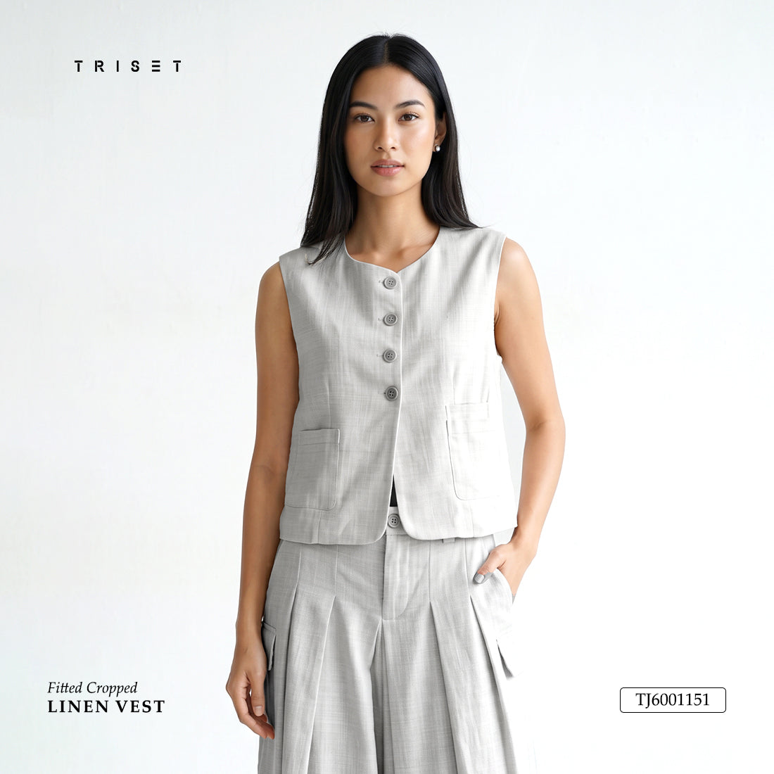 Triset Casual Rompi Outer Wanita Semi Crop Tanpa Lengan | Reguler Fit | TJ6001151
