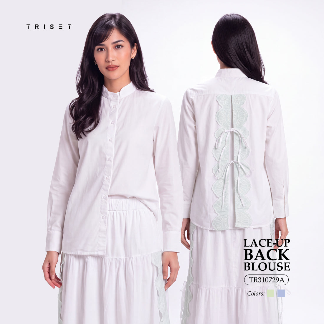 Triset Casual Blouse Wanita Lace Up Back Tali Pita Lengan Panjang | Reguler Fit | TR310729A