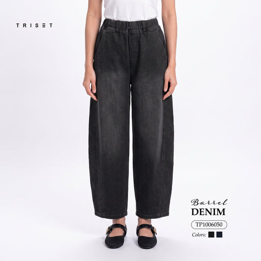 Triset Casual Celana Wanita Barrel Jeans Washed High Waist | Loose Fit | TP1006050