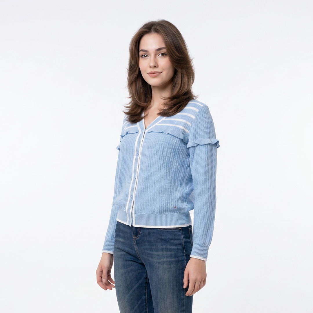 Triset Casual Cardigan Rajut Wanita Lengan Panjang Ruffle | Reguler Fit | TM3004330