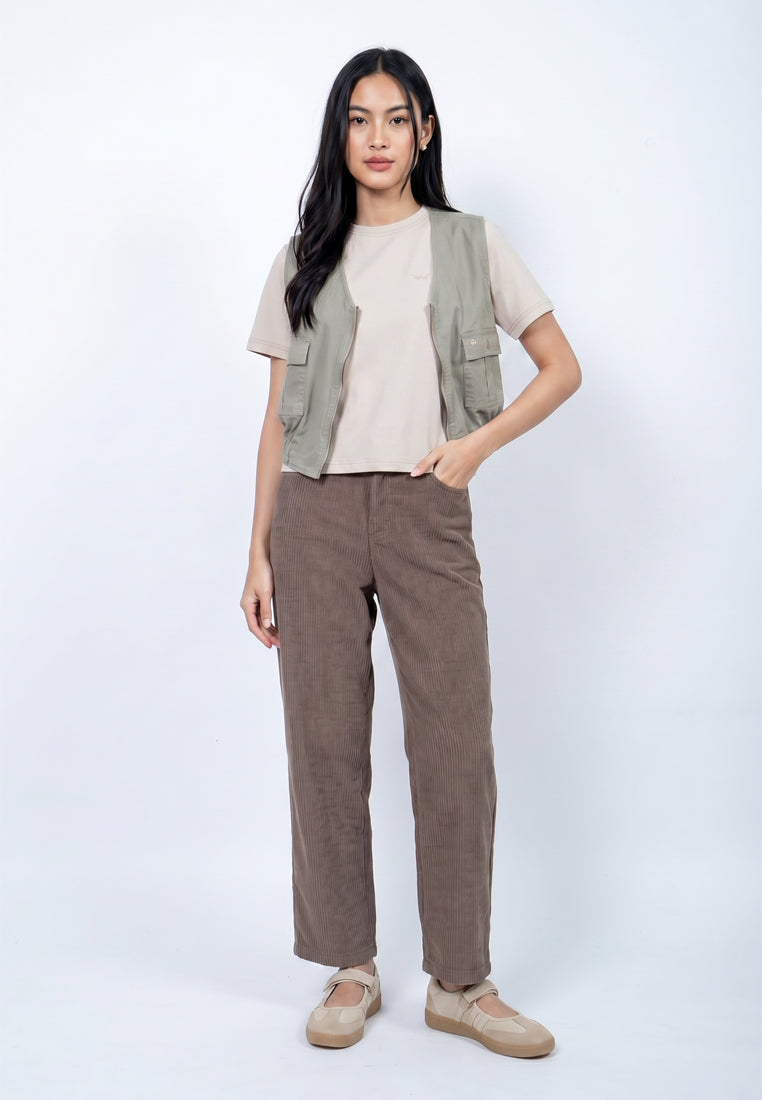 Triset Casual Cargo Vest Rompi Outer Wanita | Cropped Fitted | TJ6000850