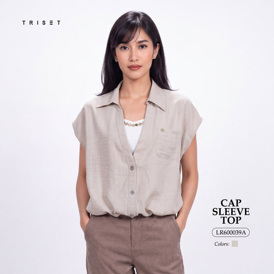 Triset Ladies Blouse Wanita V Neck Tanpa Lengan | Reguler Fit | LR600039A