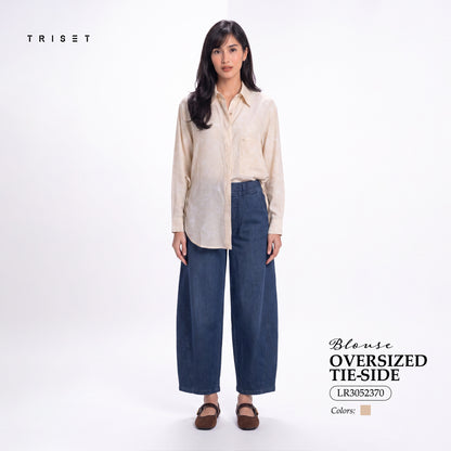 Triset Ladies Blouse Wanita Oversize Tie-side Lengan Panjang | Relaxed Fit | LR3052370